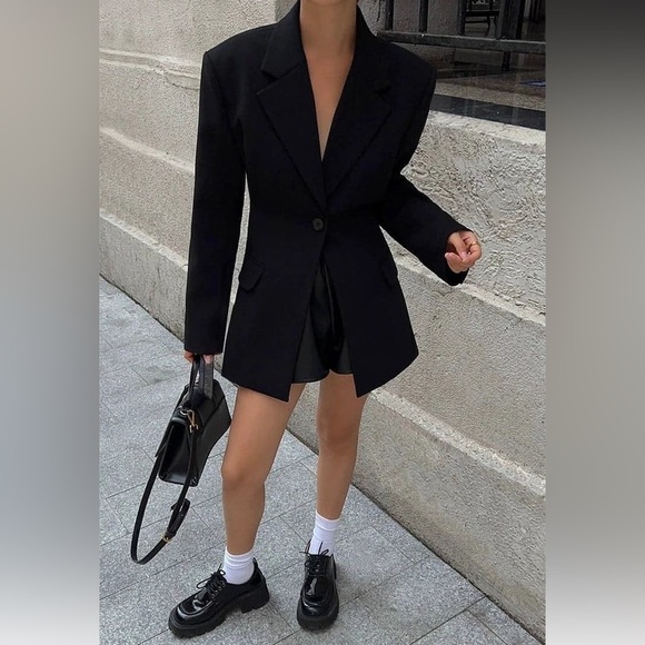 NEVA HU black designer jacket blazer slimming and casual, fall collection size S - Picture 1 of 16